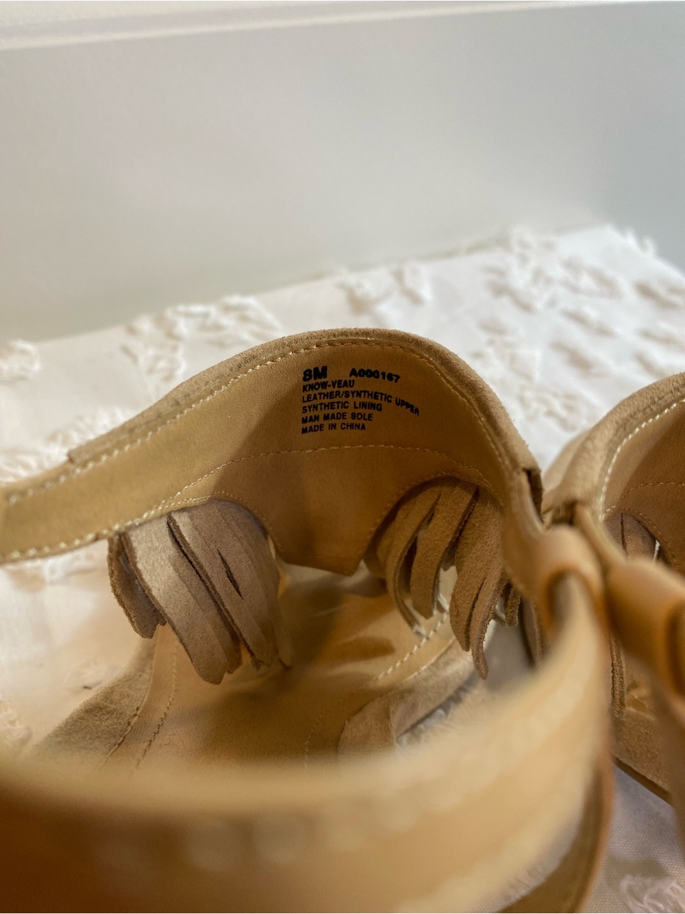 Kenneth Cole Reaction Tan Fringe Suede Open-Toe Heels - Picture 6 of 11